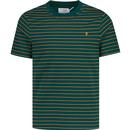 farah vintage mens oakland fine stripe crew neck tshirt dark green