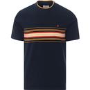 Farah Phoenix Men's Retro Mod Chest Stripe T-shirt in True Navy