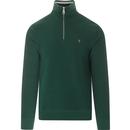 farah vintage mens putnam zip polo neck textured sweatshirt emerald green