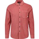 farah vintage mens spencer mod organic cotton cord long sleeve shirt varsity pink