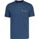 farah vintage mens stacy retro embroidered patch pocket crew neck tshirt cold metal blue