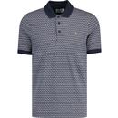 farah vintage mens tibbatt retro jacquard pattern polo tshirt true navy