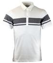 Fry FARAH Retro Mod Stripe Panel Polo Shirt WHITE
