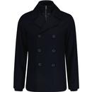 french connection mens double breasted zip funnel neck short coat dark navy