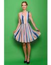 FEVER Retro 1950s Vintage Multi Striped Prom Dress