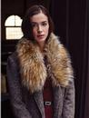 Manhattan FEVER Faux Fur Collar Belted Tweed Coat