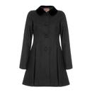 FEVER Iris Retro 50s Vintage Peter Pan Collar Dress Coat in Black