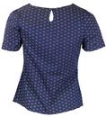 FEVER Retro 1960s Mod Geometric SS Mosaic Top in Navy