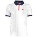 Fila Vintage BB1 Pinstripe Polo Shirt in White, Navy and Red