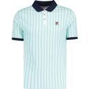 fila vintage mens BB1 pin stripe polo tshirt pastel turquoise navy
