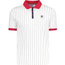 fila vintage mens bb1 retro pin striped polo tshirt white fila red