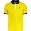 fila vintage mens bb1 retro pin striped polo tshirt vibrant yellow navy