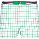 fila vintage mens brookes windowpane check tennis shorts white green