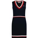 fila vintage womens darian v neck cable knit sweater sleeveless dress navy red white
