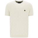 Fila Gold Campbell Basket Weave Knitted Tee in Egret pictured from front on mannequin