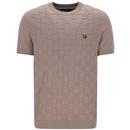 Fila Gold Textured Basket Weave Knit T-shirt in Mocha pictured from front on mannequin
