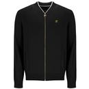 Fila Gold Pointelle Knitted Panel Track Cardigan in Black mannequin photo front