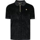 fila vintage mens louie fila gold edit slim fit ribbed velour zip polo tshirt black