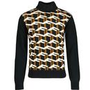 Fila Gold Remo Retro 70s Knitted Turtleneck Jumper with Geometric Pattern