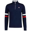 Fila Vintage Harrison Retro 70s Quarter Zip Funnel Neck Jumper in Navy 