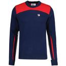 Fila Vintage Josh Colour Block Jumper in Navy