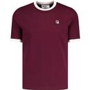 fila vintage mens marconi retro 70s ringer neck tshirt windsor wine gardenia