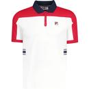 fila vintage mens mivvi retro 70s colour block polo tshirt white red navy