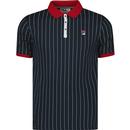 fila vintage mens pin striped contrast collar polo tshirt peacoat chinese red