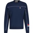 fila vintage mens adam retro 80s decorative piping crew neck sweatshirt fila navy