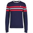 Fila Vintage Siro Knitted Colour Block Stripe Jumper in Fila Navy and Red LM932932