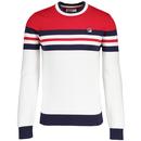 Fila Vintage Siro Stripe Colour Block Knitted Jumper in White and Fila Red LM932932