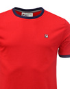 Marconi FILA VINTAGE Retro Mod Ringer T-Shirt RED 