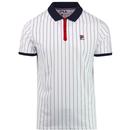 Fila Vintage BB1 Retro 1970s Pinstripe Tennis Polo Shirt in White