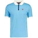 Fila Vintage BB1 Pinstripe Tennis Polo Shirt in Cyan Blue