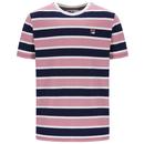 Fila Vintage Grayson Yarn Dye Stripe T-shirt in Gardenia, Navy and Foxglove