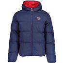 Fila Vintage Harry Heavily Padded Puffer Jacket in Navy and Red