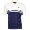 Fila Vintage Lennox Velour Stripe Polo Shirt in Navy