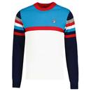 Fila Vintage Lorenzo Stripe Knit Crew Neck Jumper in Navy