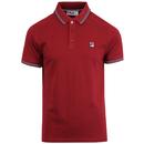 Matcho FILA VINTAGE Retro 70s Tipped Polo Top RED