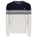 Fila Vintage Nate Stripe Knit Pullover in Navy and Gardenia mannequin photo front