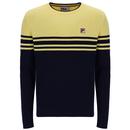 Fila Vintage Nate Ottomon Rib Stripe Jumper in Popcorn and Navy mannequin photo from front