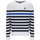 Fila Vintage Rakulan Breton Stripe Pullover in White mannequin photo front