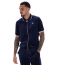 Terry Fila Vintage Zip Through Velour Polo Shirt N