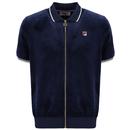 Terry Fila Vintage Zip Through Velour Polo Shirt N