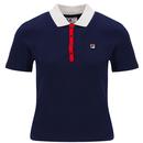 Fila Vintage Women's Juno Polo in Navy/Gardenia/Red SS25WC004 410