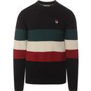 fila vintage mens willkie knitted wide chest stripes mixed texture crew neck jumper black green white red