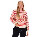 Fila Vintage Women's F23WF033 371 Deana Knitted Intarsia Jumper Sweater in Parchment