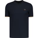 Fred Perry Retro Tipped Cuff Pique T-shirt Navy