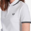 FRED PERRY Womens G3600 Twin Tipped Polo - WHITE