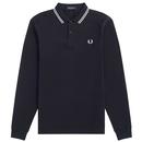 FRED PERRY Mod Long Sleeve Twin Tipped Polo NAVY